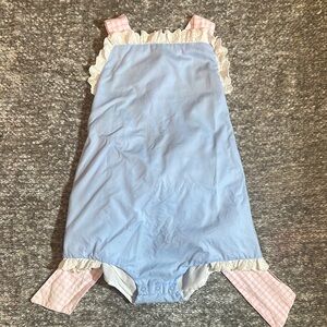 The Grey KateLot Blue and Pink gingham sunsuit with Lace Trim size 4t